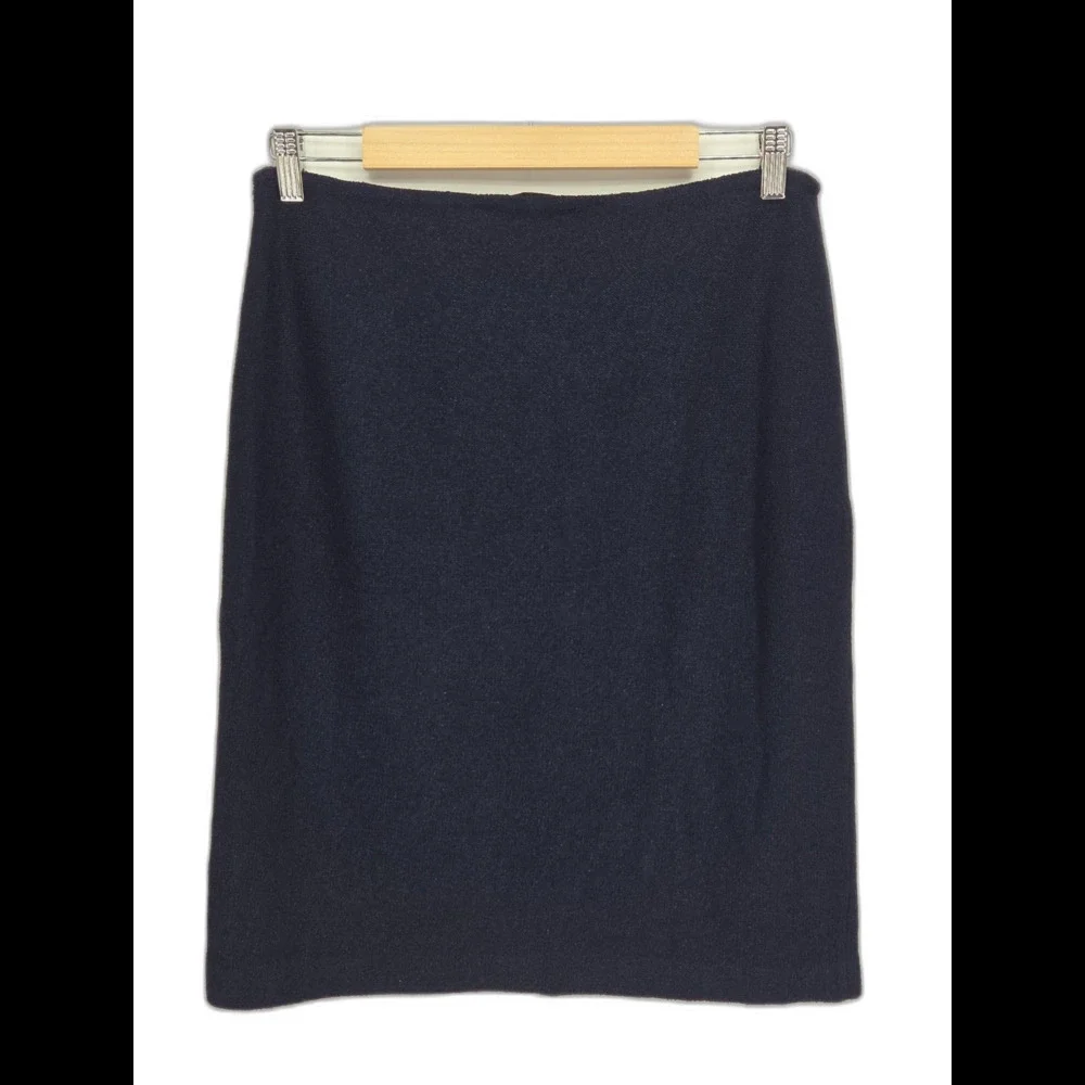 New St. John Metallic Navy Shimmer Santana Knit Pencil Skirt Knee Length Size 8